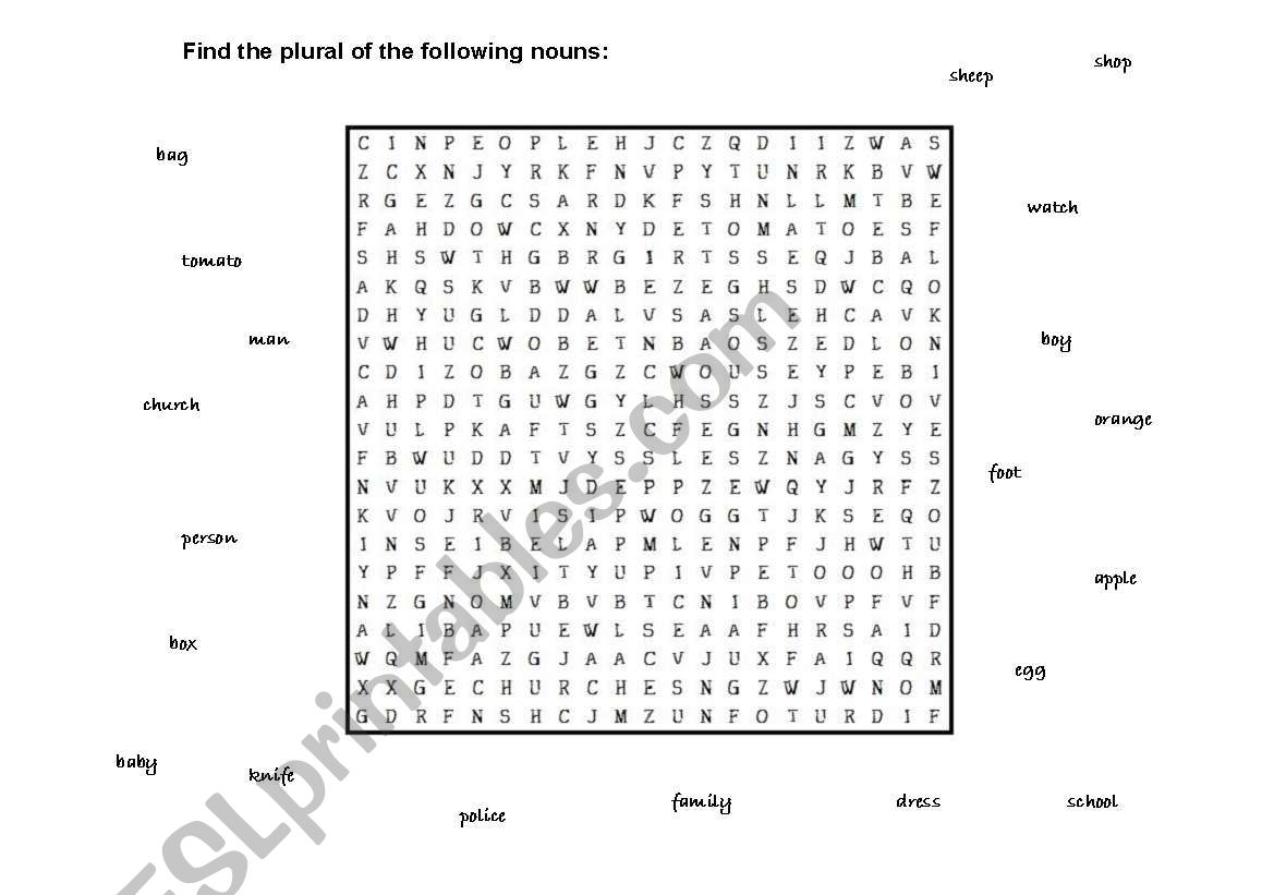 plural nouns worksheet