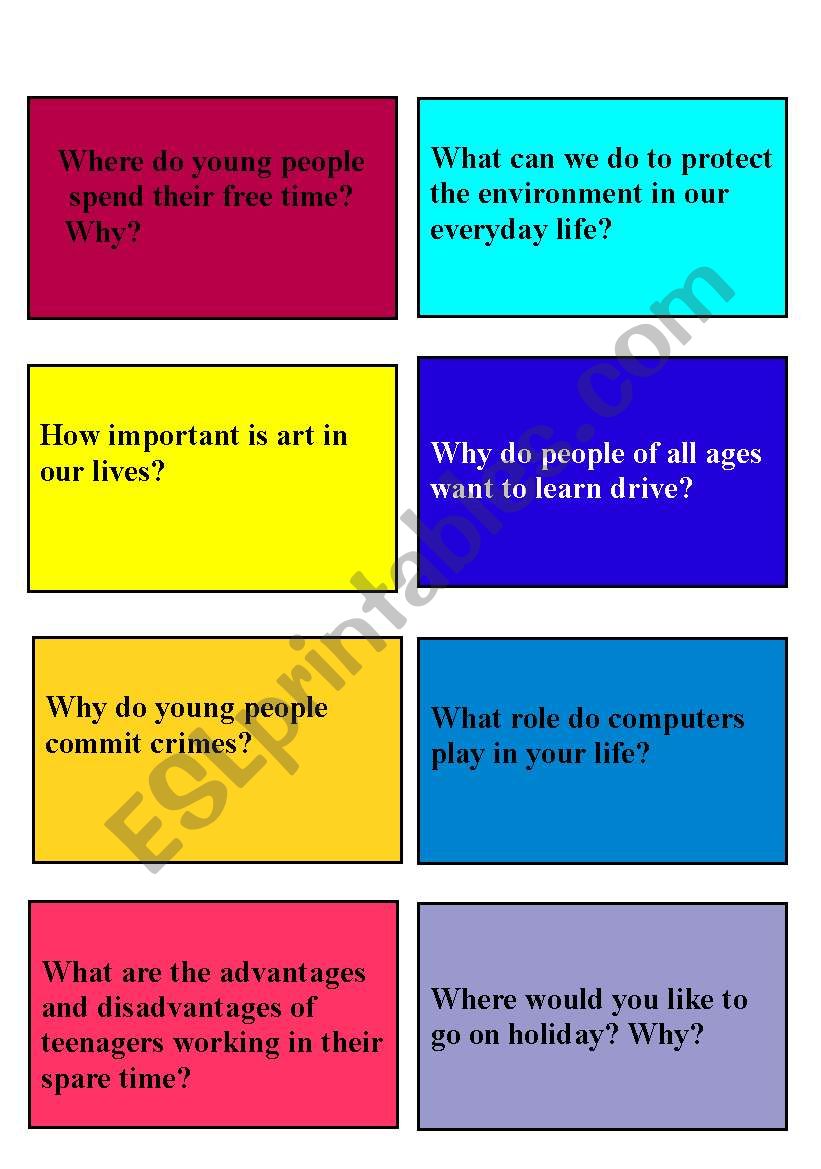 speaking - questions part 2 worksheet