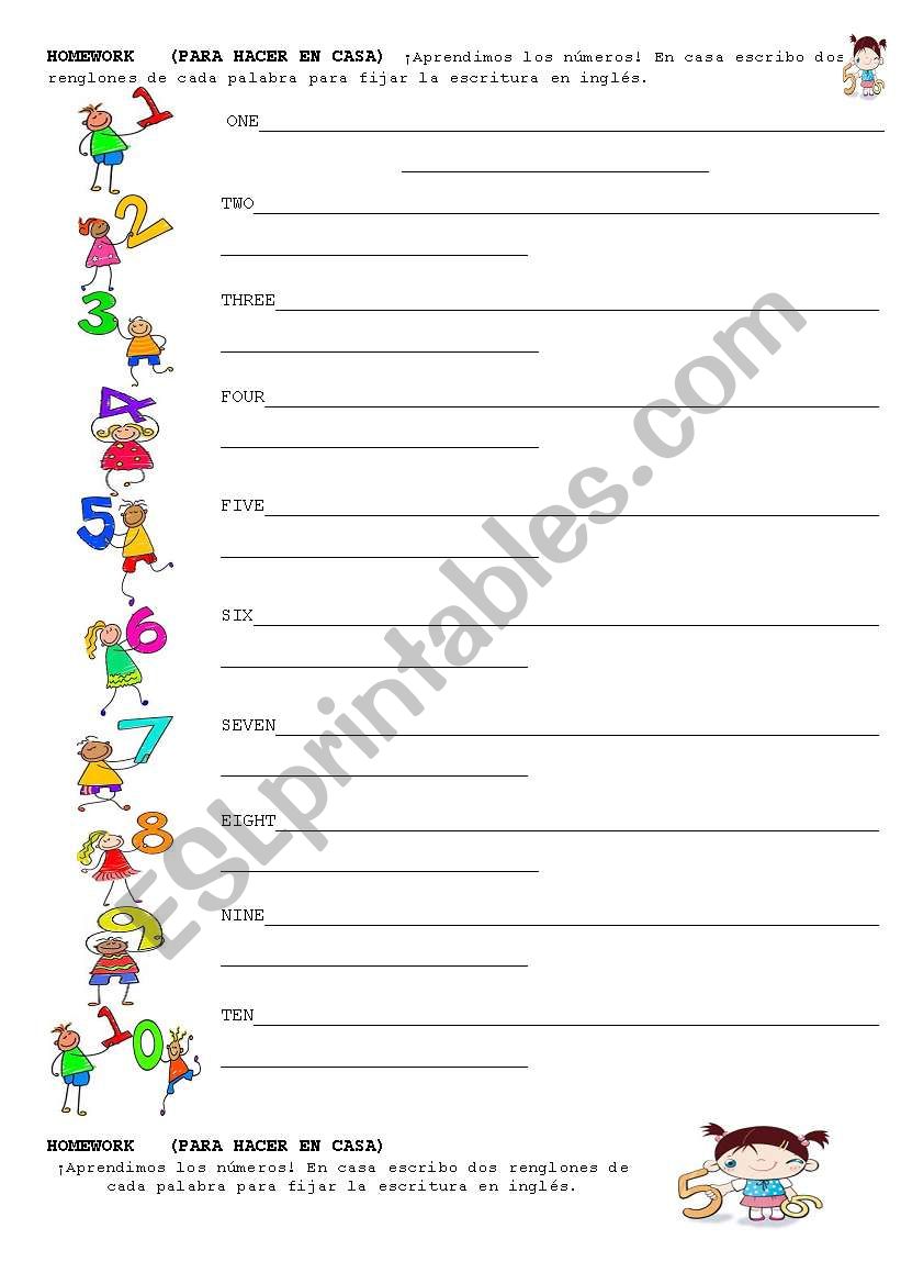 Numbers 1-10 worksheet