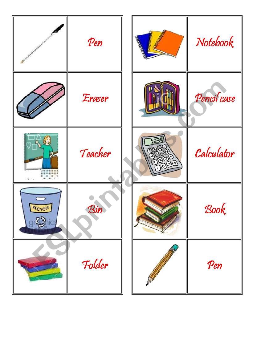 Memory Game - Classroom worksheet