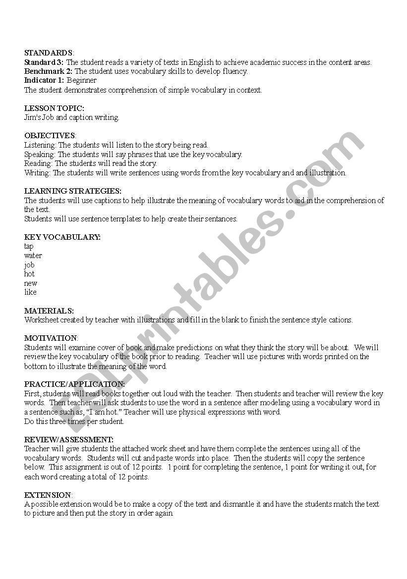 Jims Job worksheet