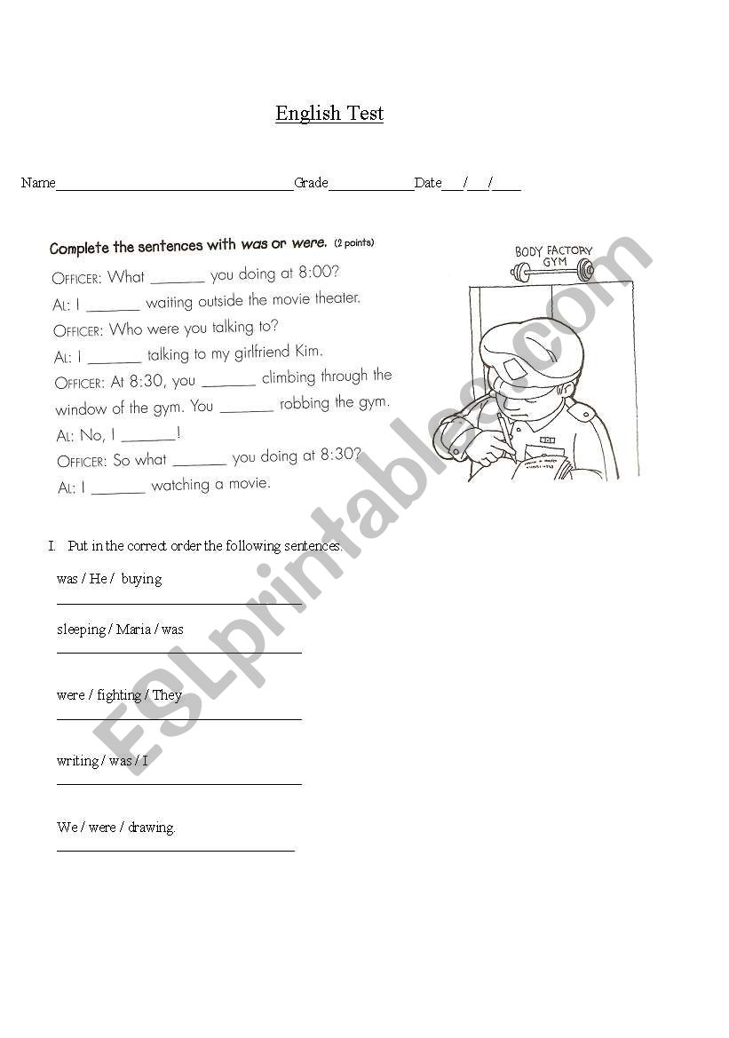 english test  worksheet