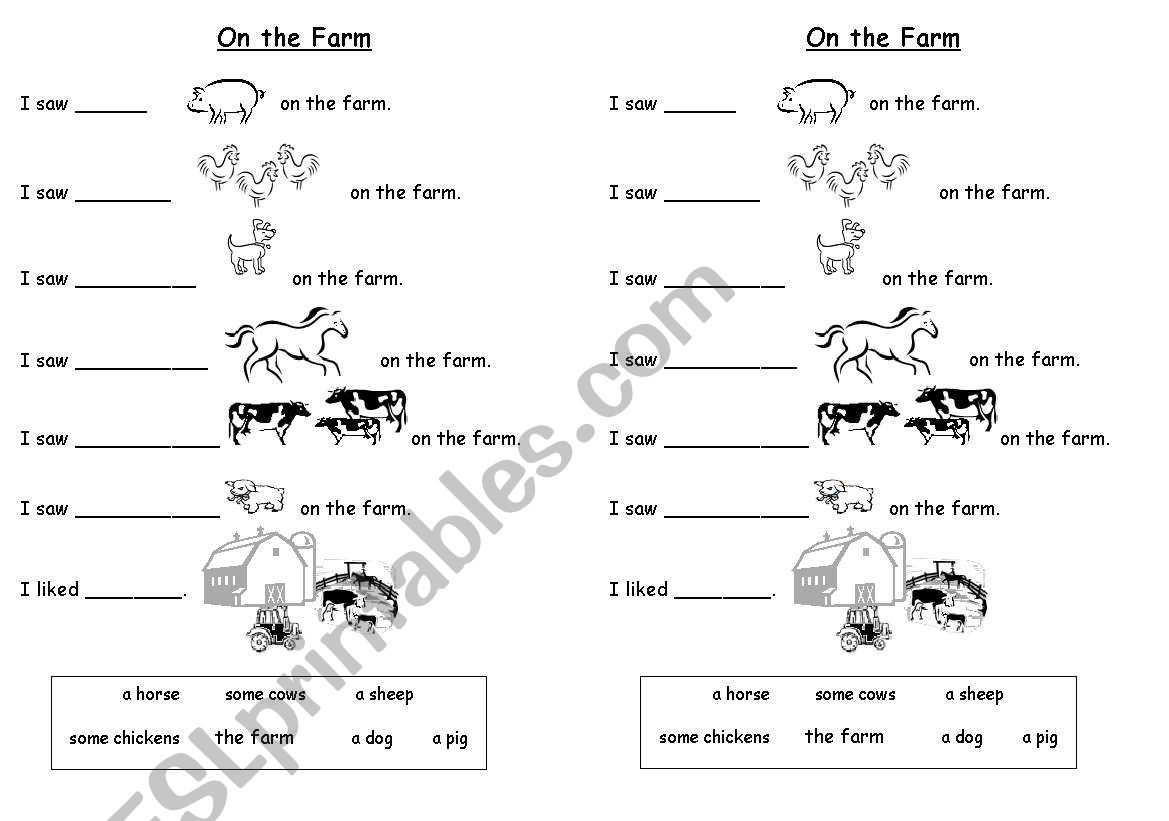 On the Farm worksheet