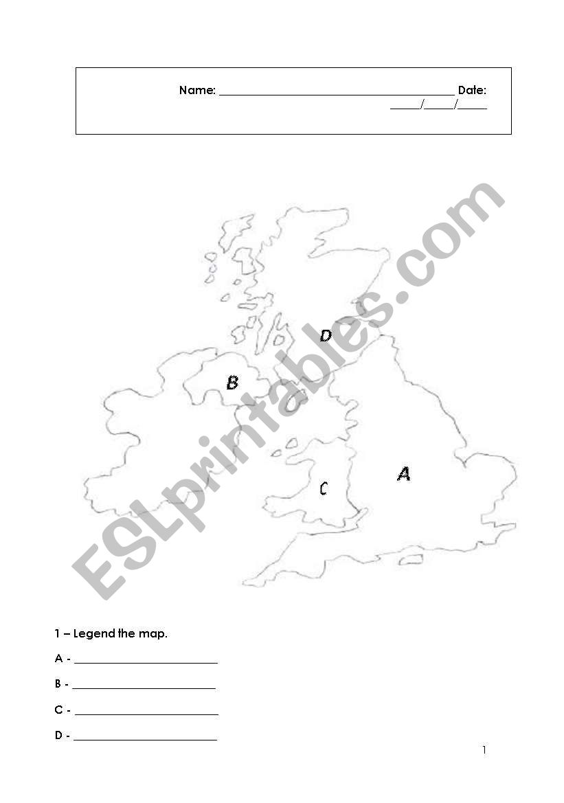 United Kingdom - Countries worksheet