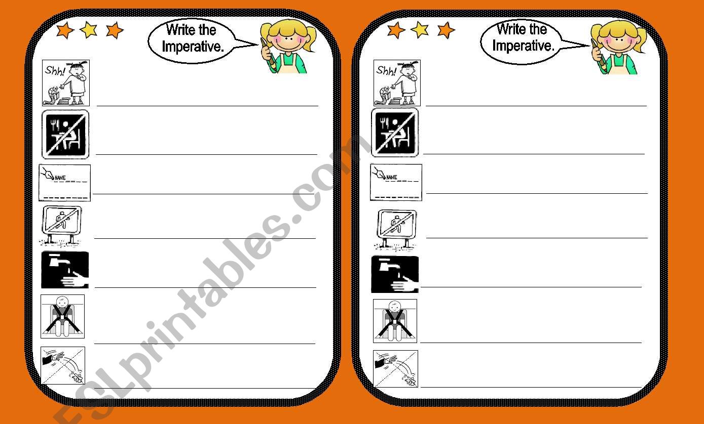Write the Imperative  worksheet