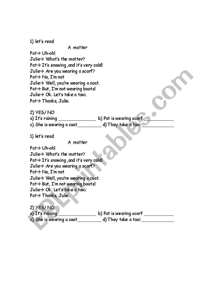 a clother winter worksheet