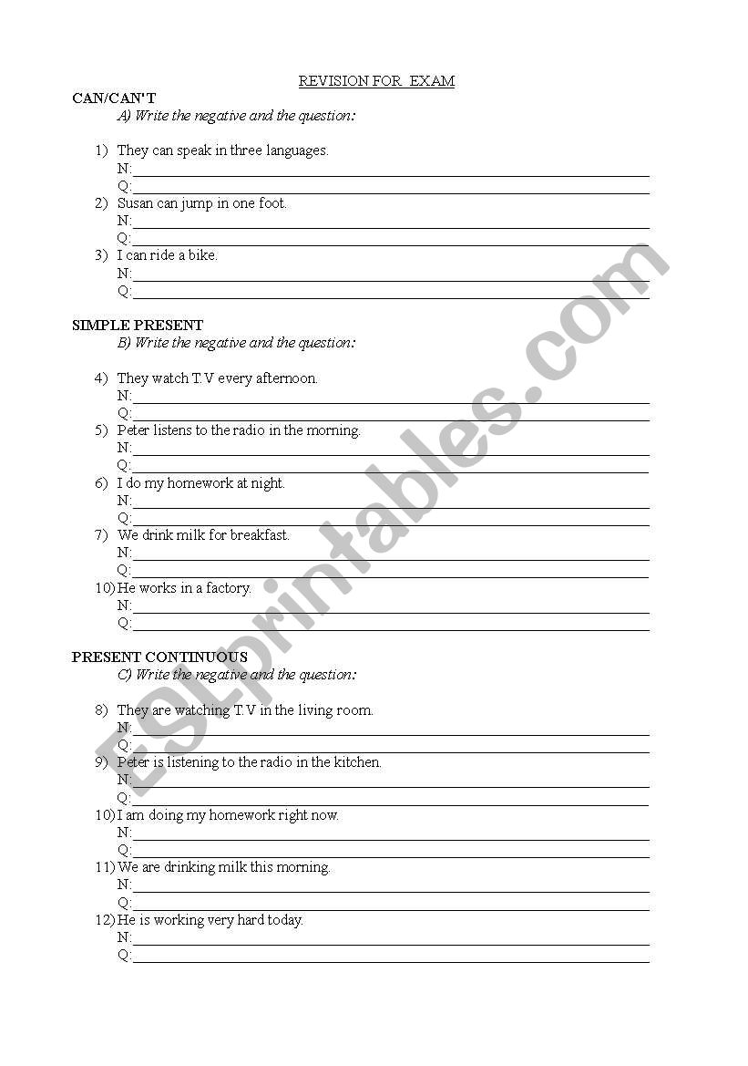 Simple Present and Continuous worksheet