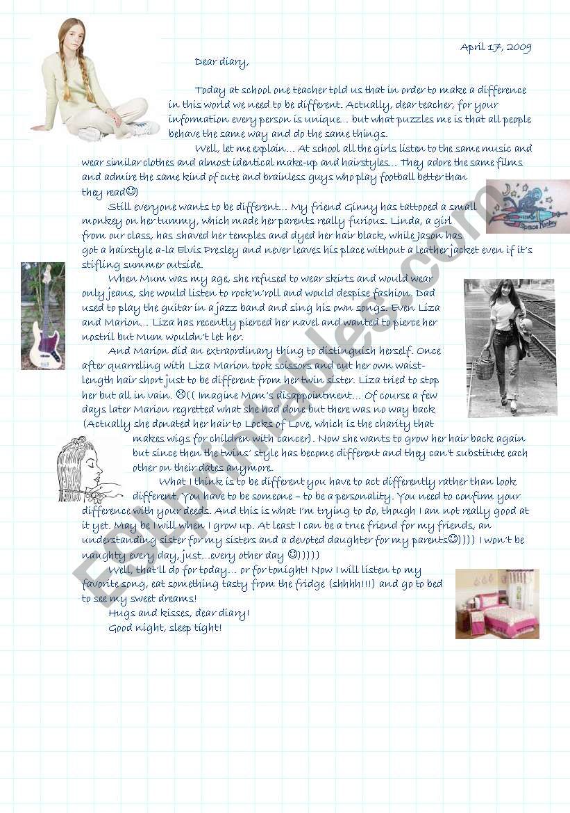 RachelÂ´s Diary - Being different