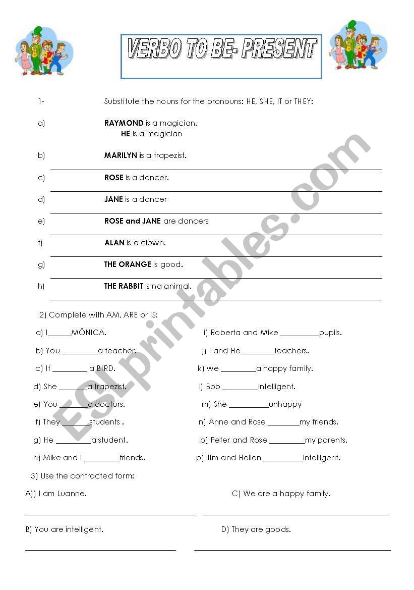 VERB TO BE worksheet