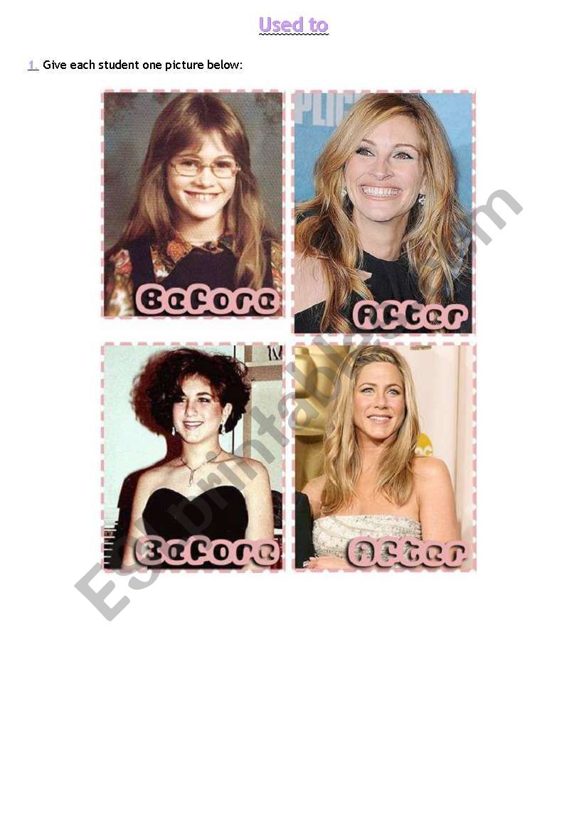 Used to: Celebrities worksheet