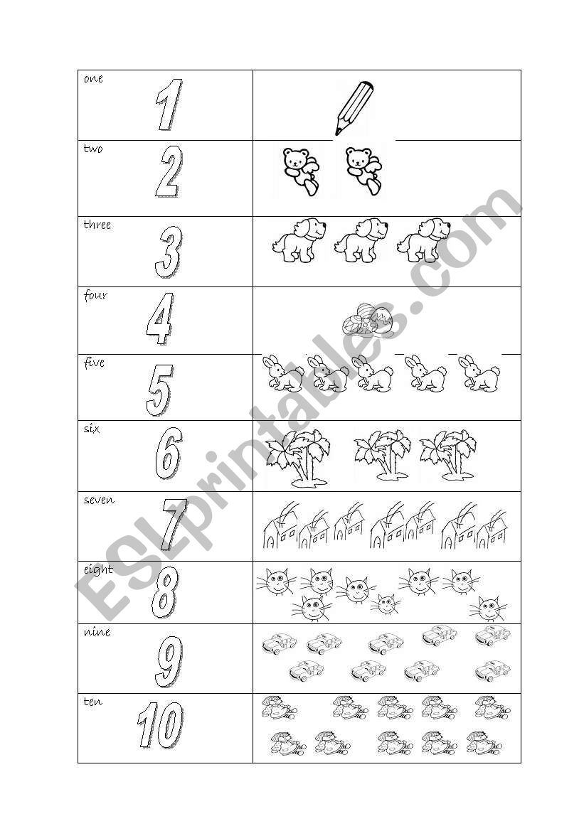 numbers 1-10 worksheet