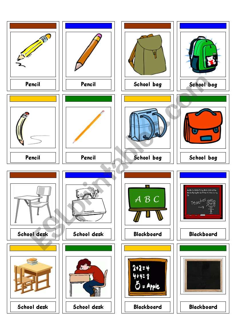 Go Fish (School Items) worksheet