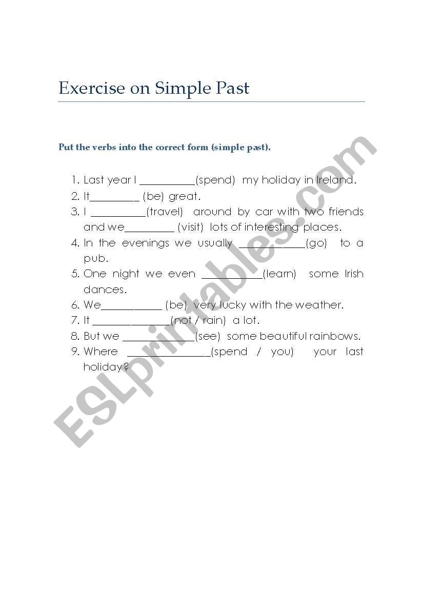 Exersice on Past Simple worksheet