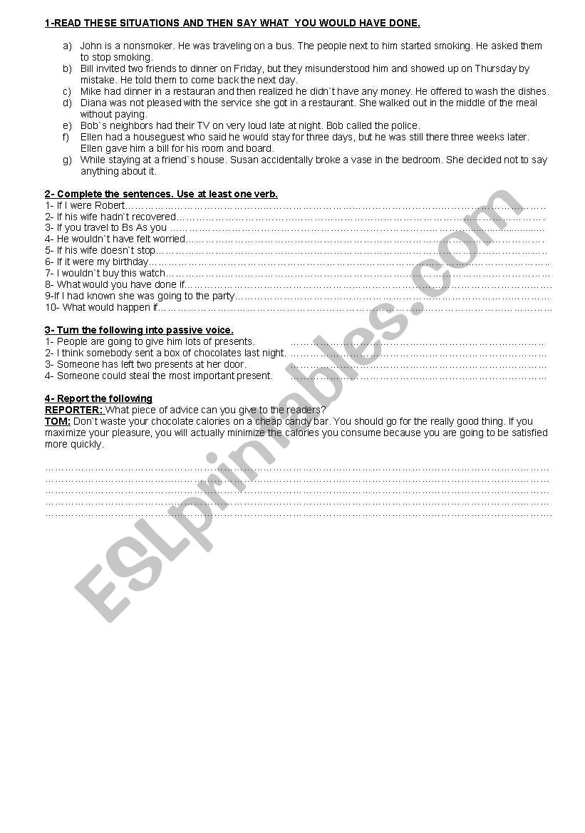 conditionals passive and reported