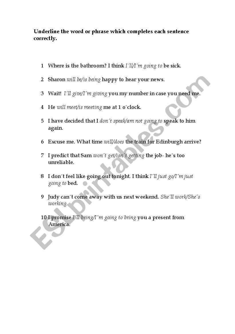 Future  worksheet