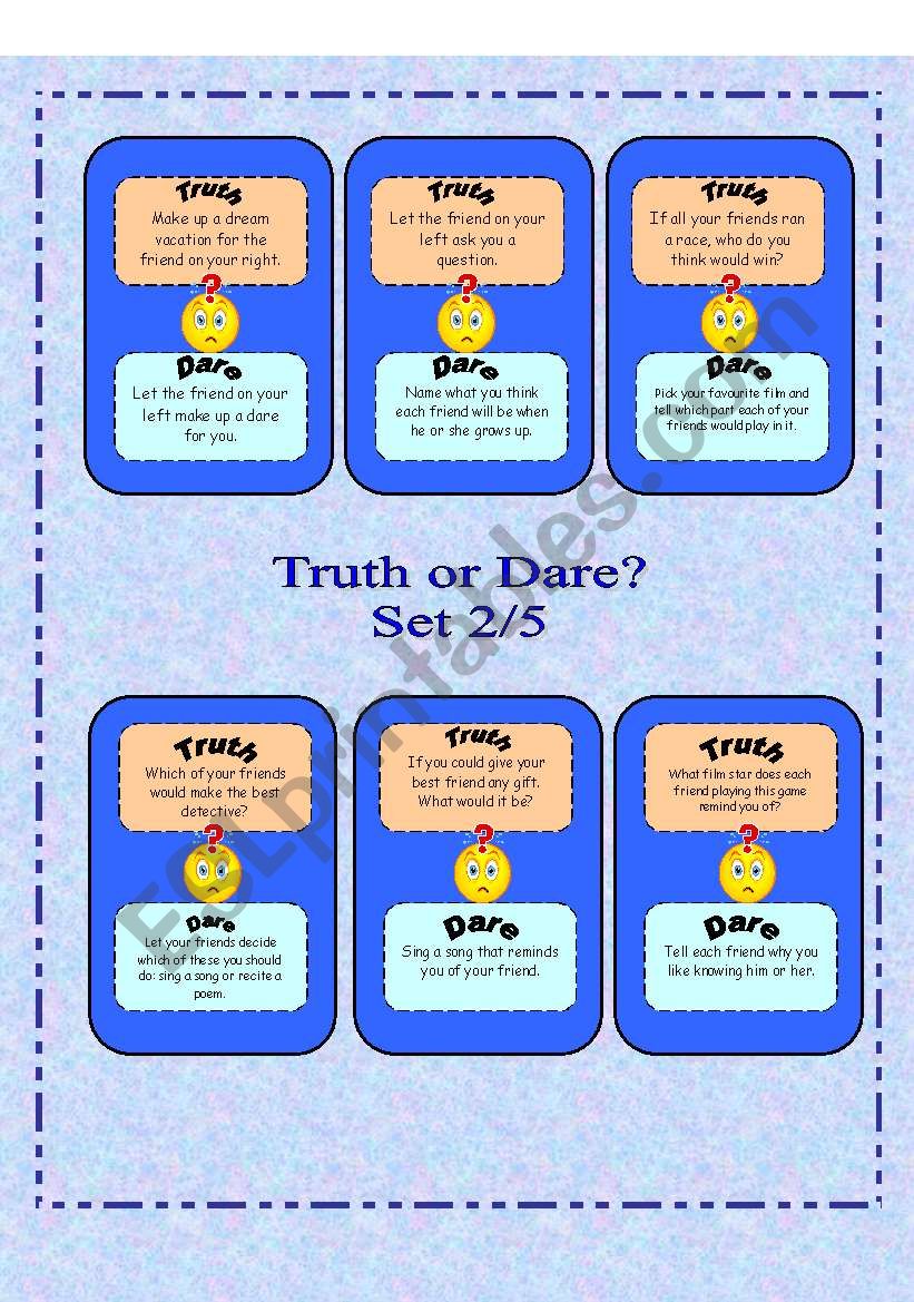 Truth or Dare? -  Set 2/5 worksheet