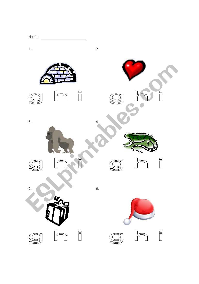 GHI phonics review worksheet