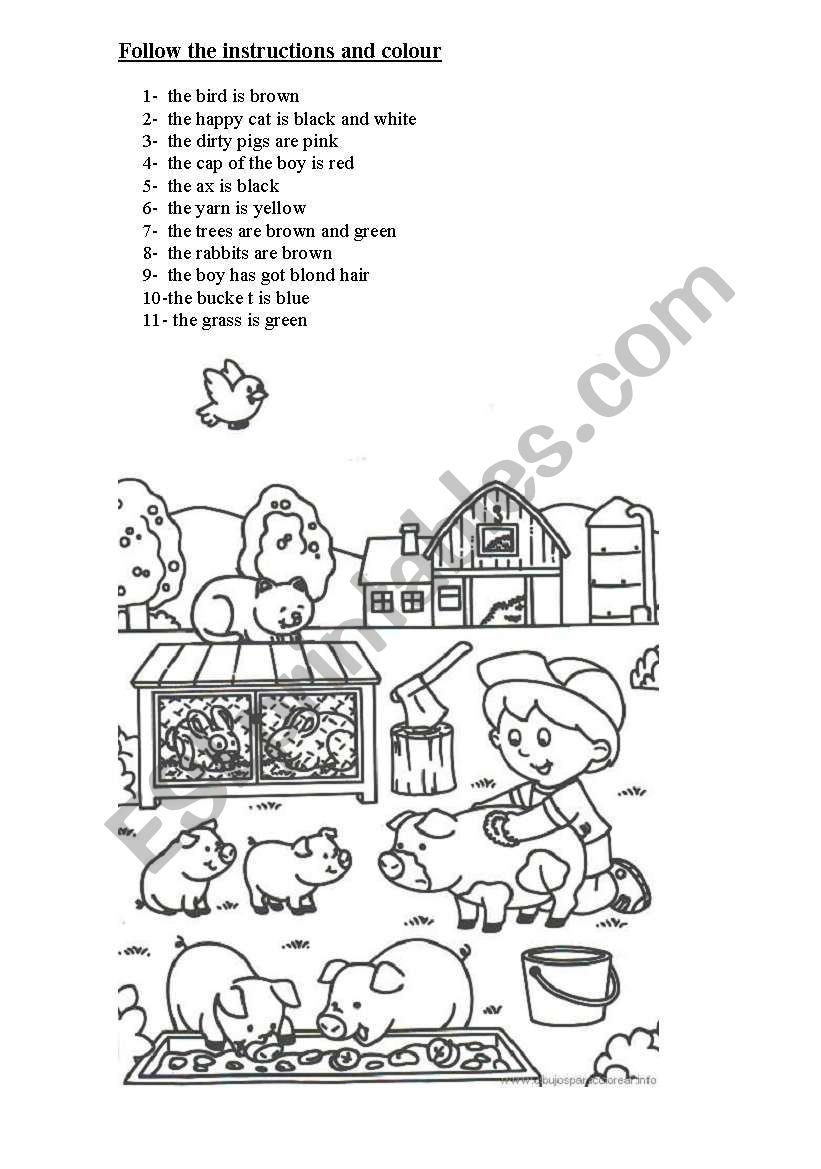 follow the instructions and colour - ESL worksheet by eugeniacoty