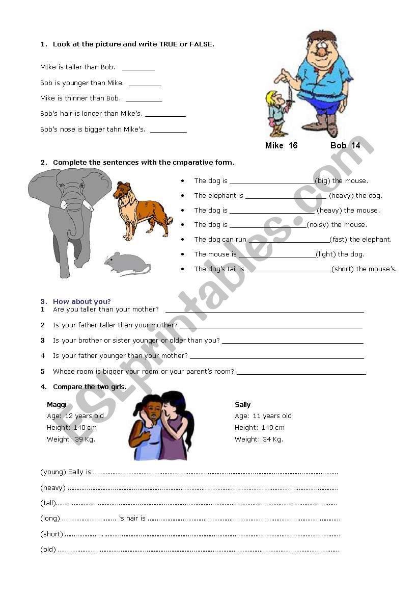 Comparatives worksheet