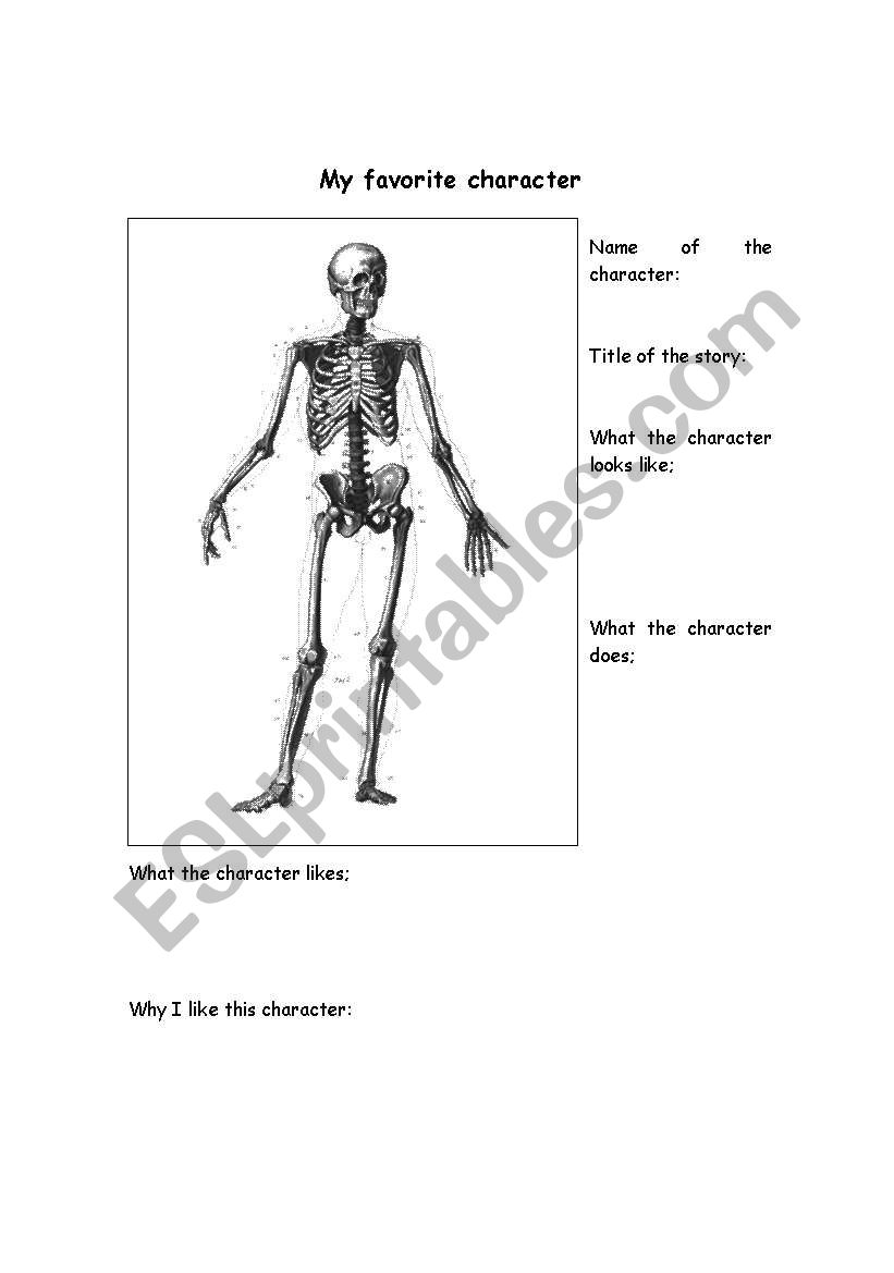 My Favorite Character worksheet