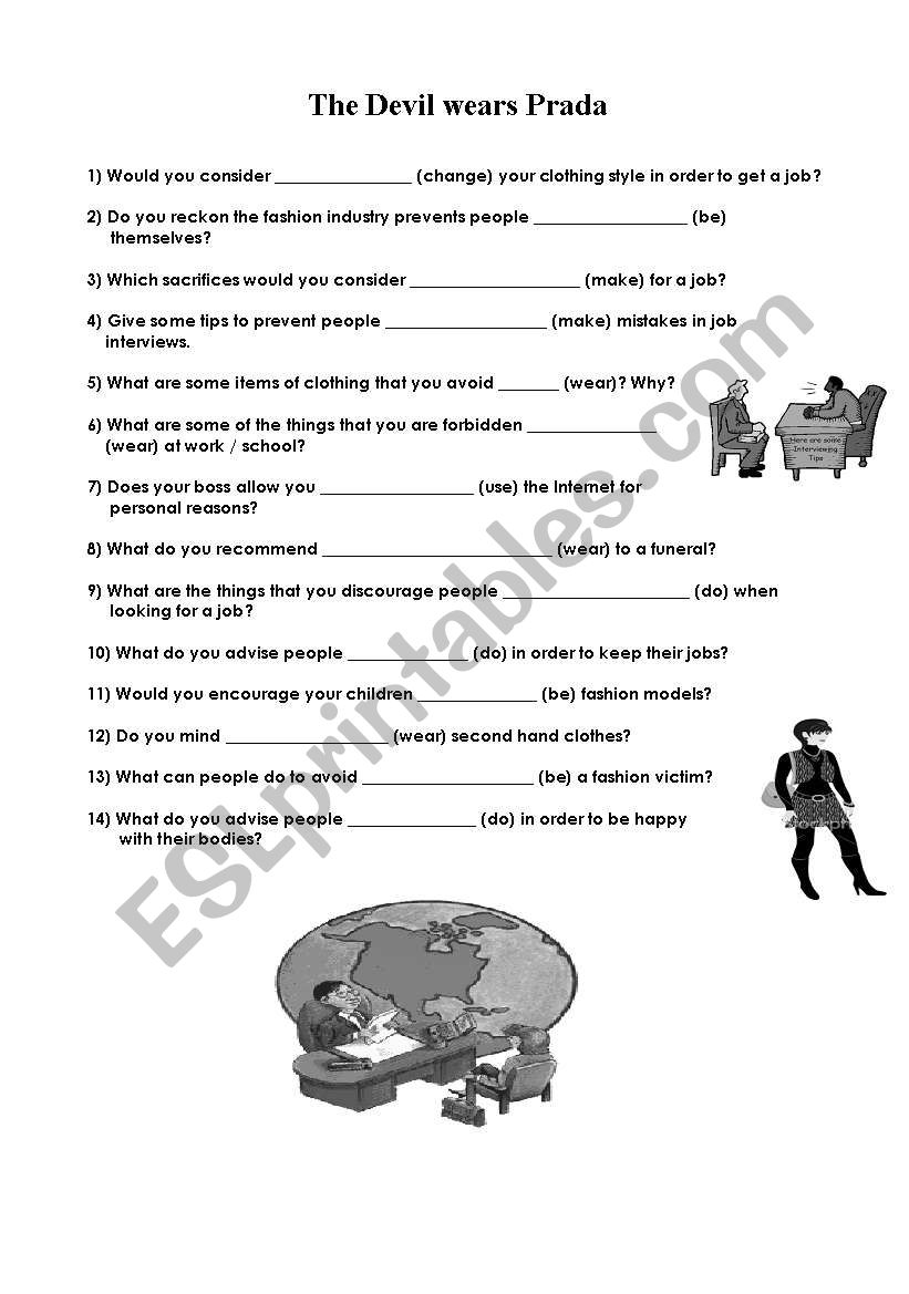 The devil wears Prada worksheet