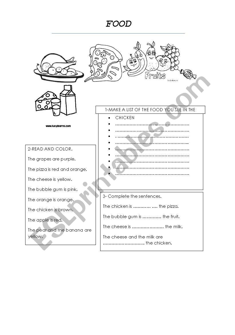 food worksheet