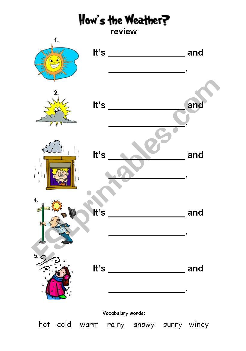 Weather review - easy worksheet