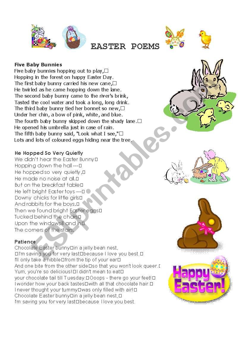 Easter poems worksheet