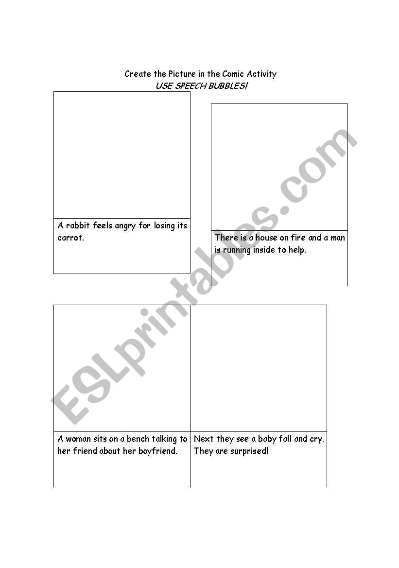 Comic Strip draw the story worksheet