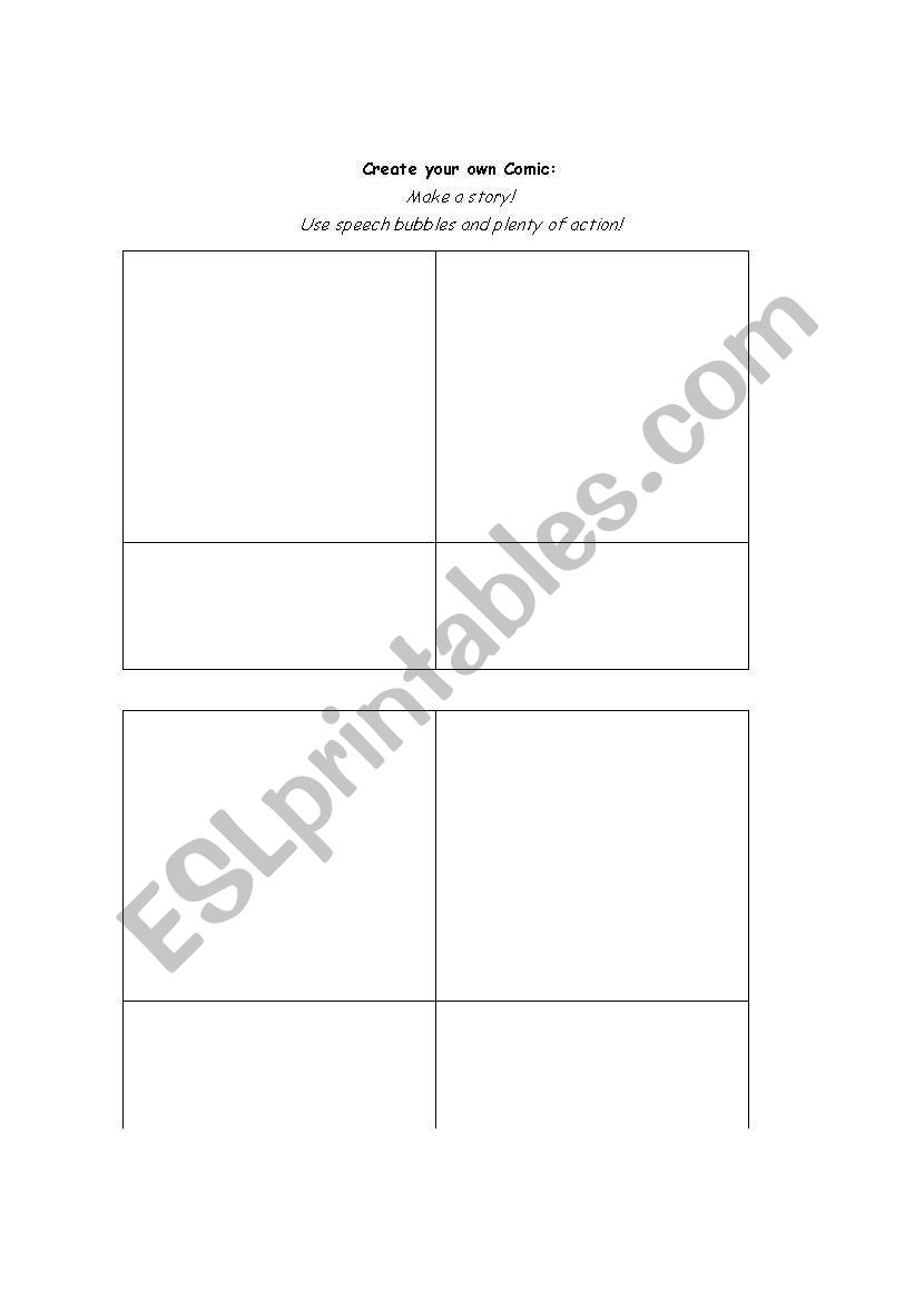 Create a Comic worksheet