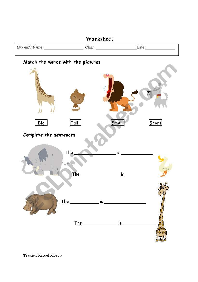Animals_Adjectives worksheet
