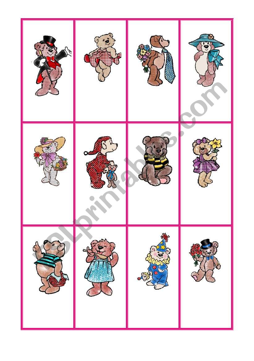 teddy bears flashcards worksheet