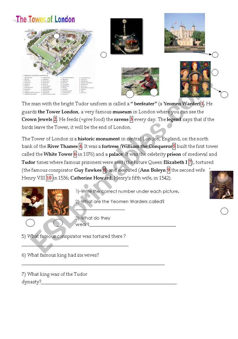 The Tower of London worksheet