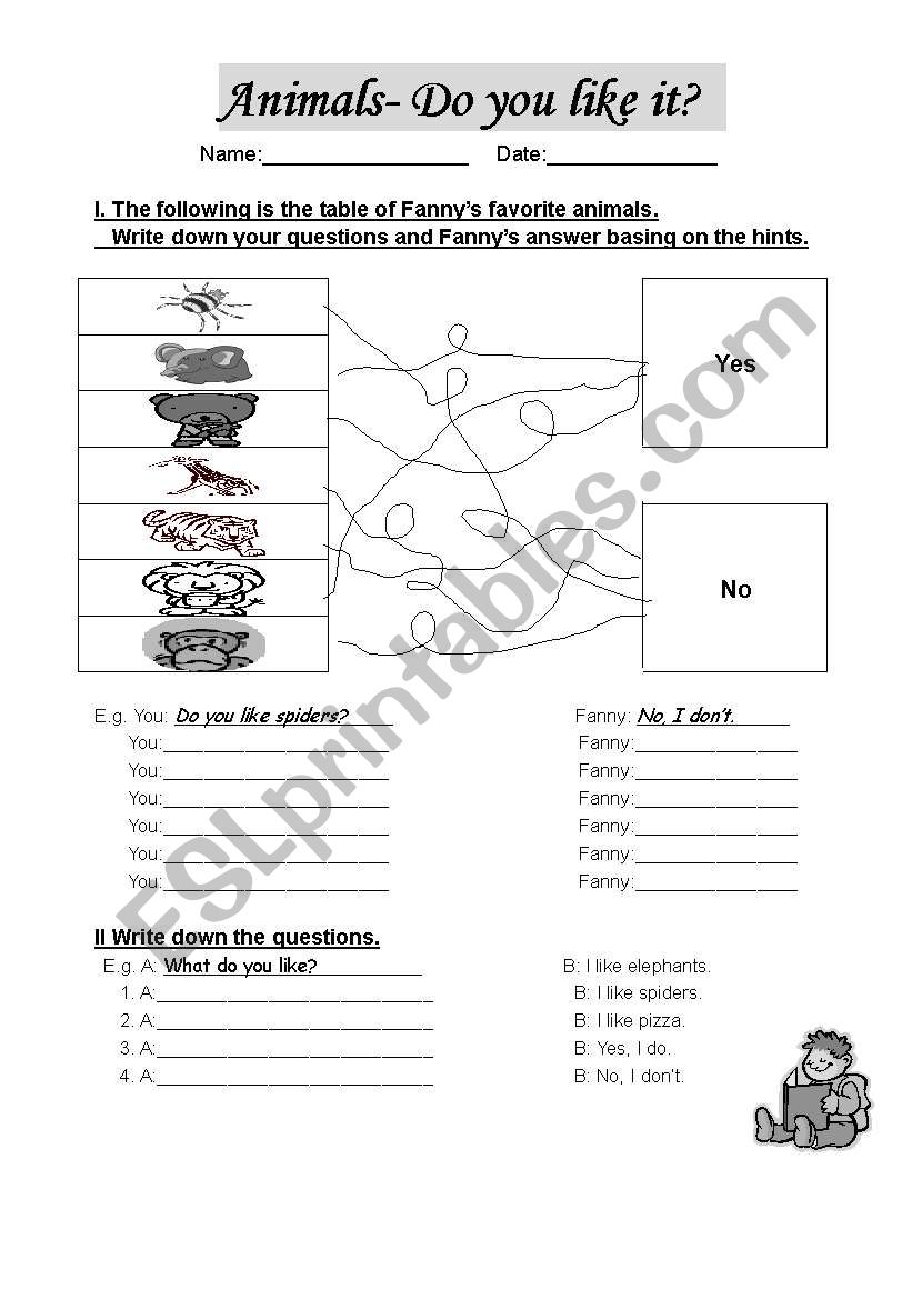 Animals -Do you like it? worksheet