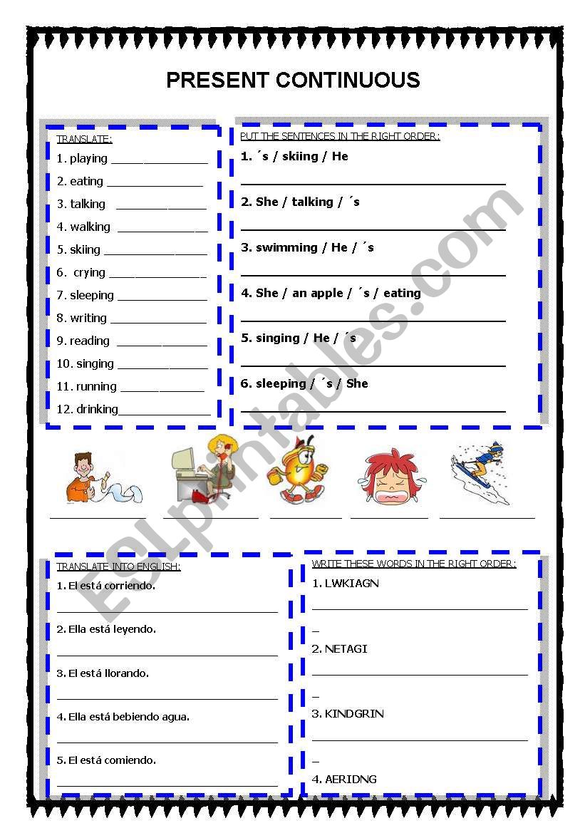 PRESENT CONTINUOUS worksheet