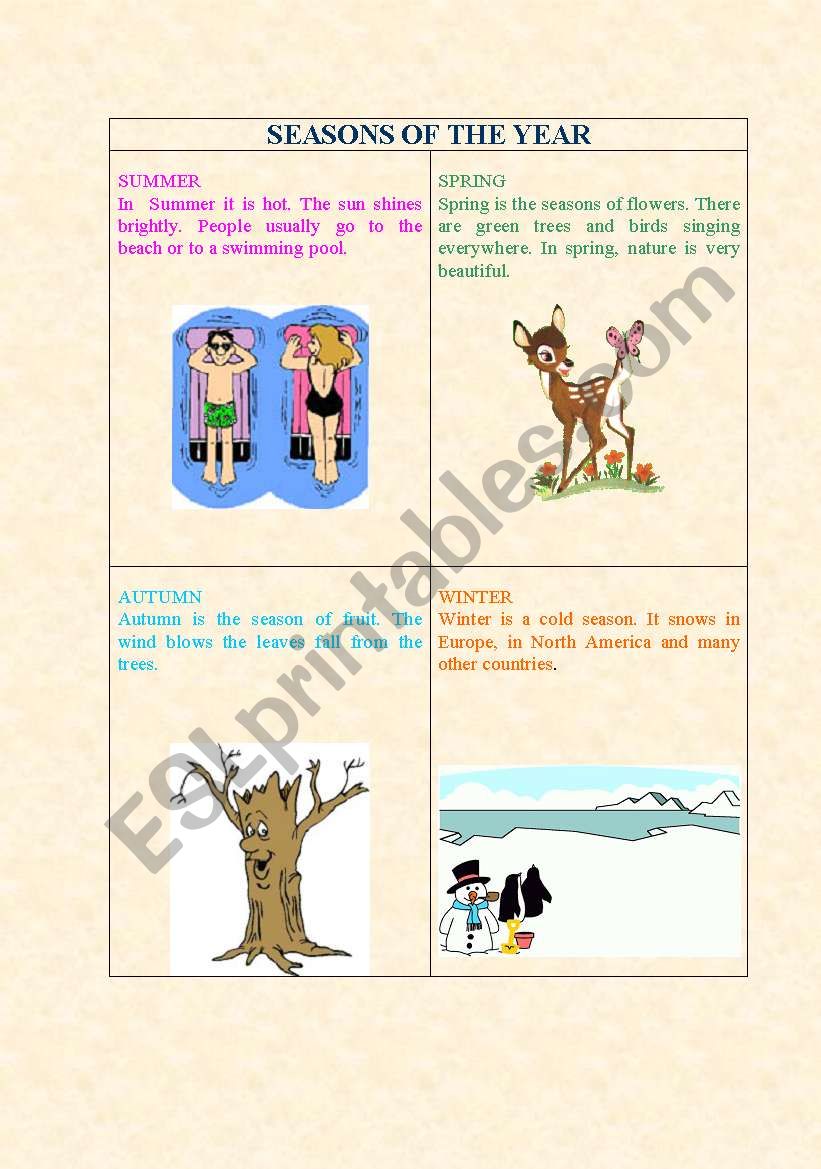 SEASONS worksheet