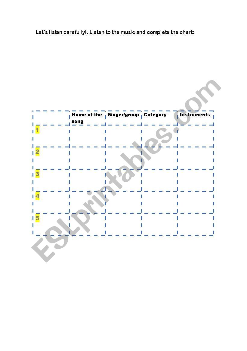 guess the song worksheet