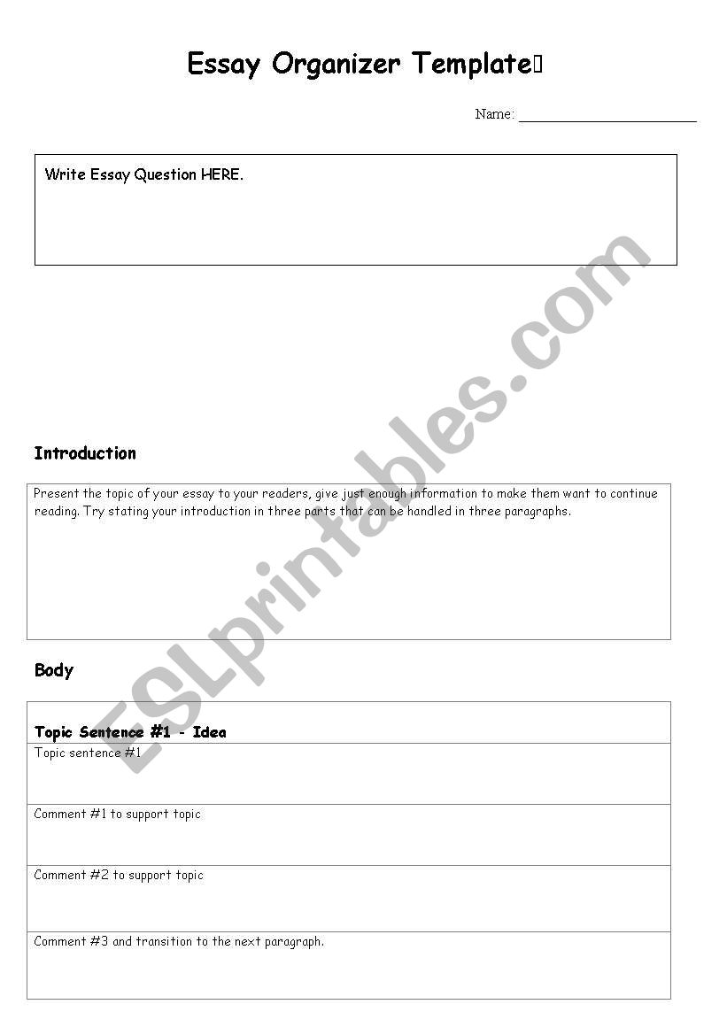 Essay Writing Template worksheet