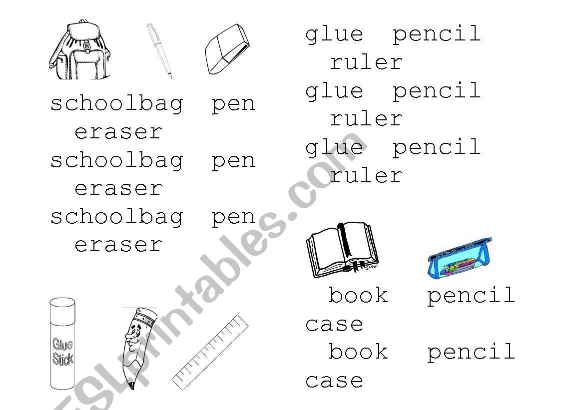 schoolobjects worksheet