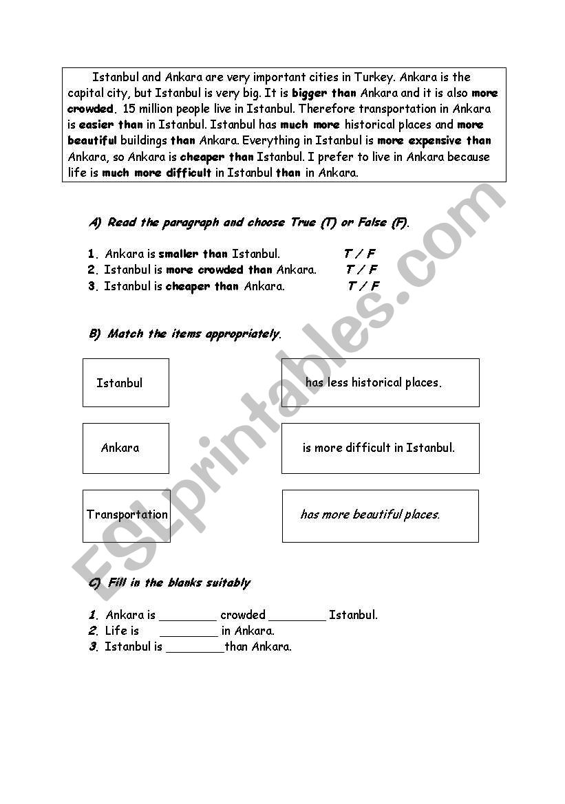 comparative worksheet