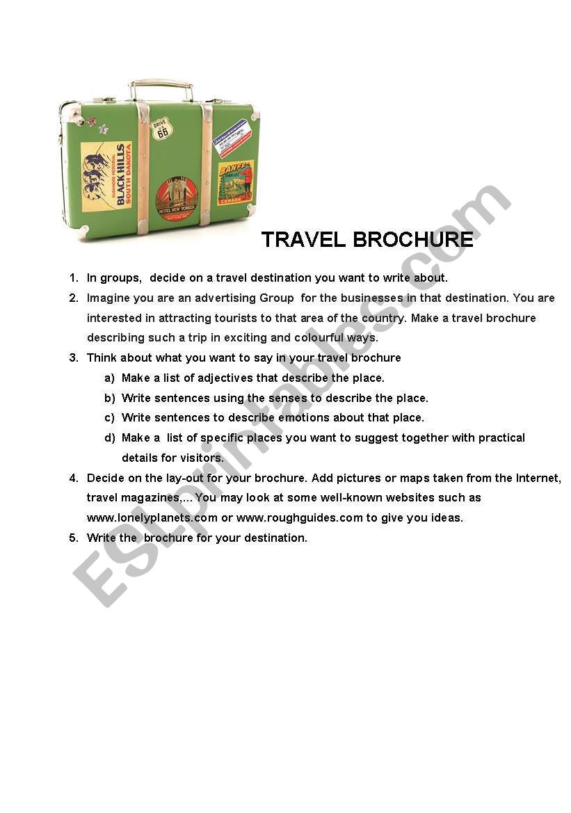TRAVEL BROCHURE worksheet