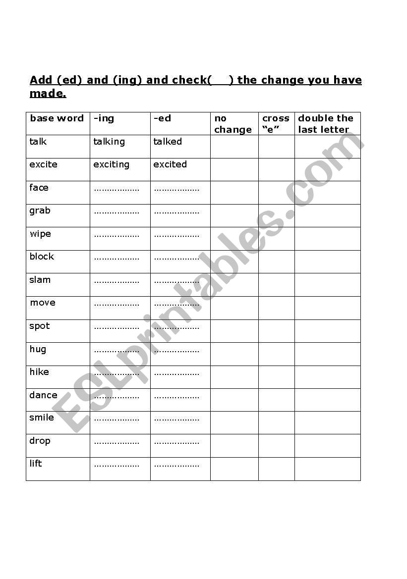 inflected endings worksheet