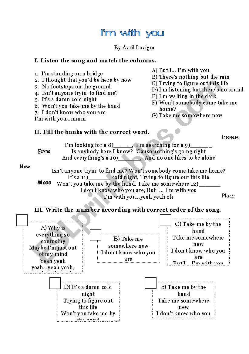 Listening Worksheet - Song 