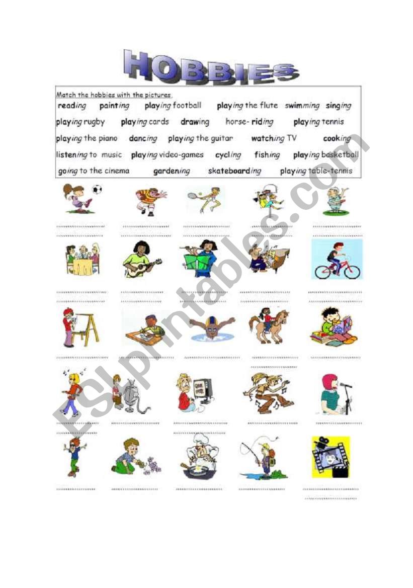 Hobbies worksheet