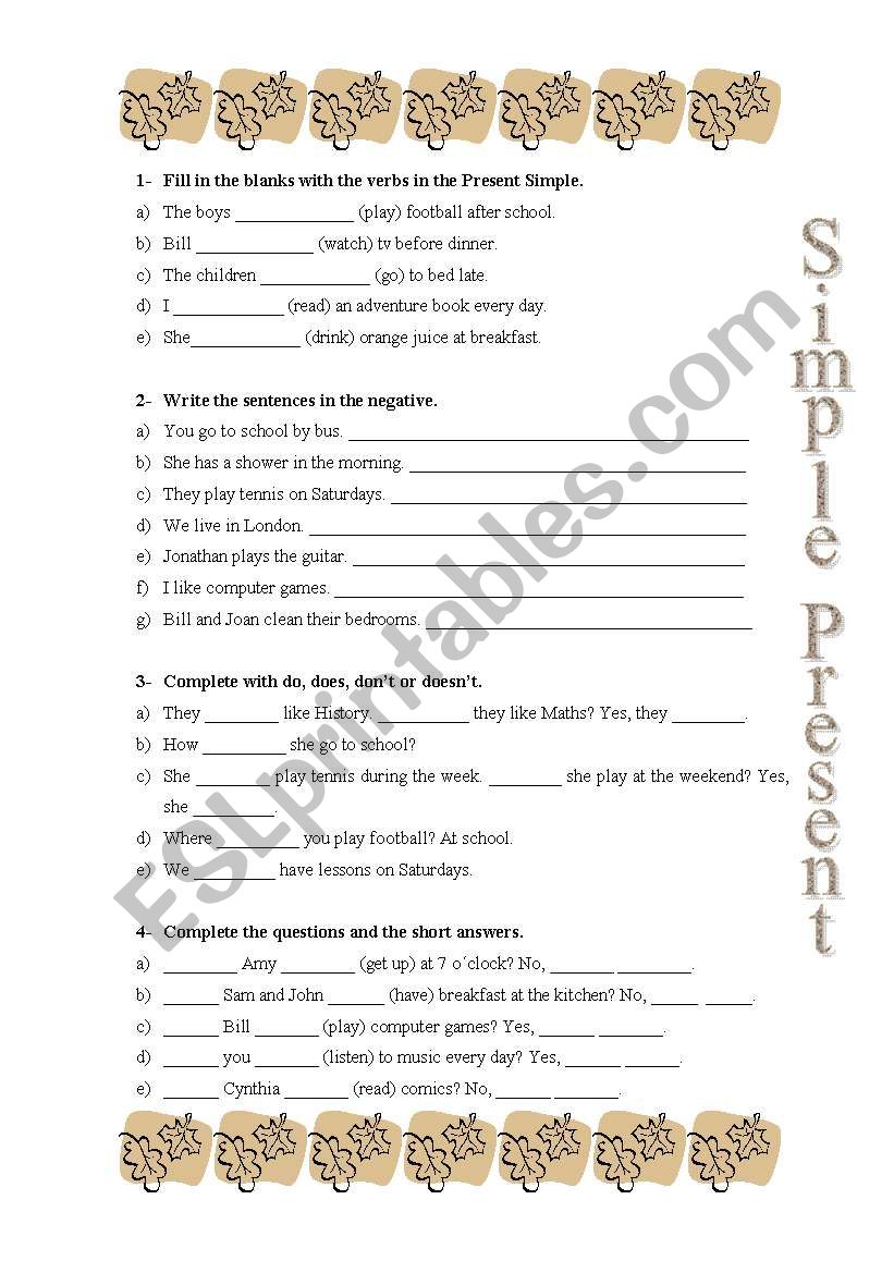 Simple Present worksheet