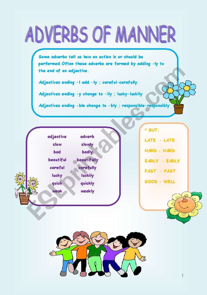 ADVERBS OF MANNER worksheet