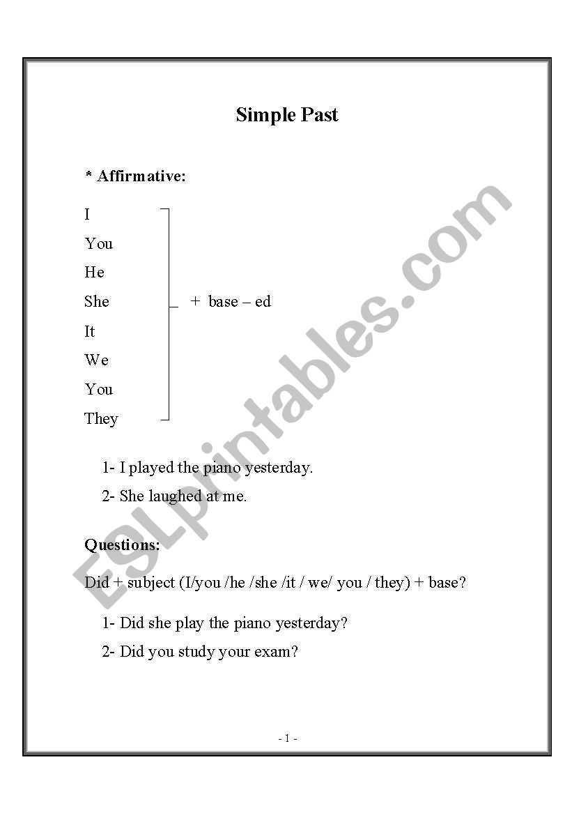 simple past worksheet