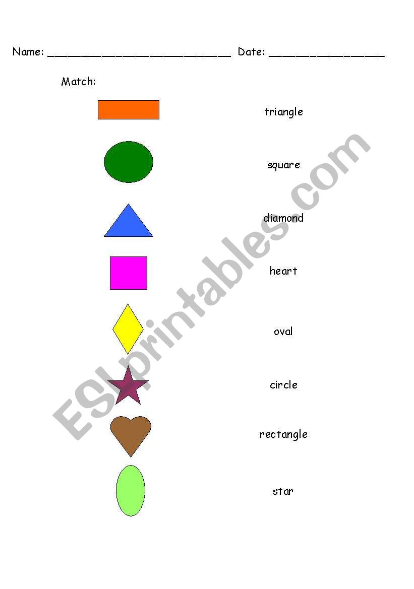 MATCH THE SHAPE worksheet