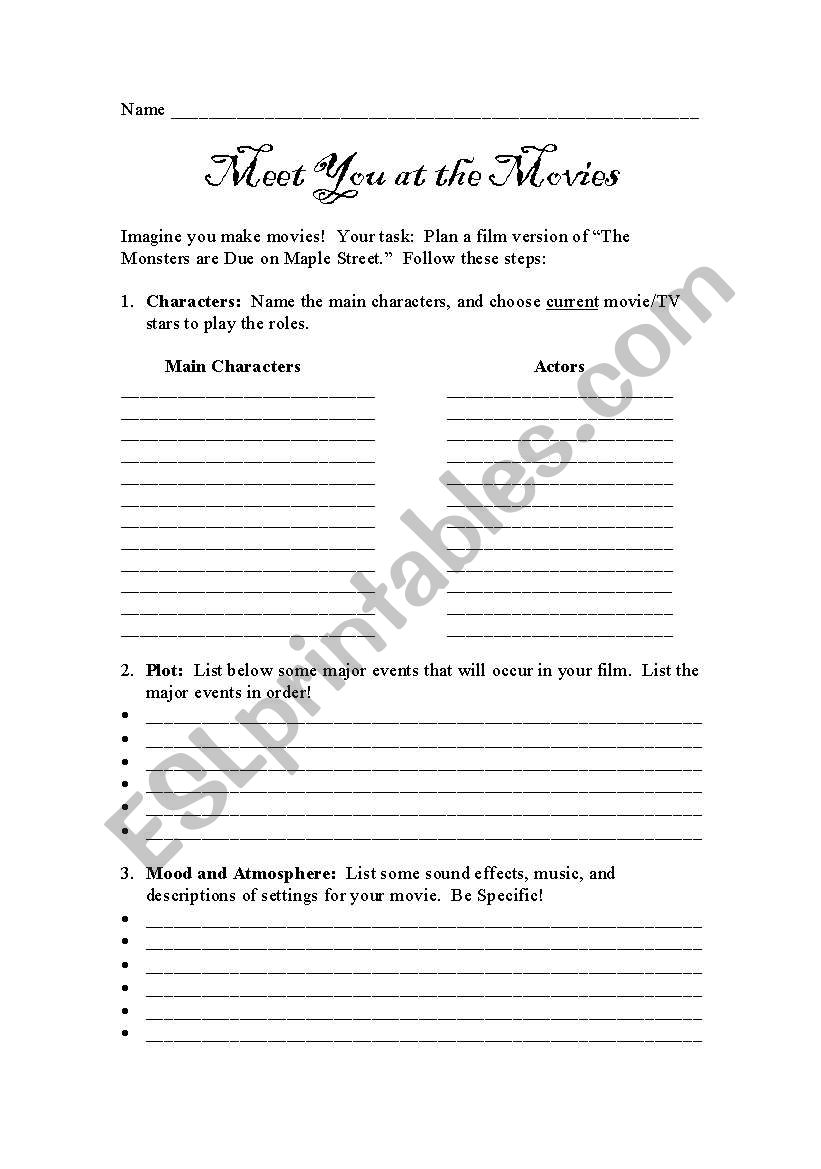 Twilight Zone: The Monsters are Due on Maple Street - Movie Worksheet