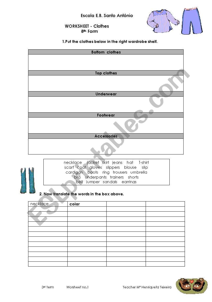 Fashion-Clothes worksheet